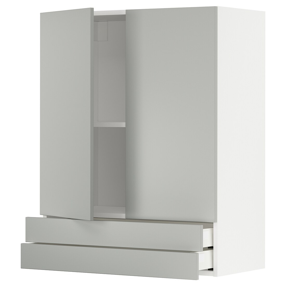 METOD / MAXIMERA Навесной шкаф / 2 дверцы / 2 ящика, белый / Хавсторп светло-серый, 80x100 см