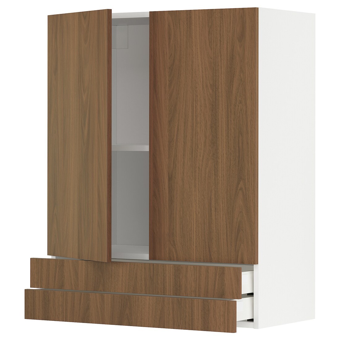 METOD / MAXIMERA Навесной шкаф / 2 дверцы / 2 ящика, белый / Имитация коричневого ореха, 80x100 см