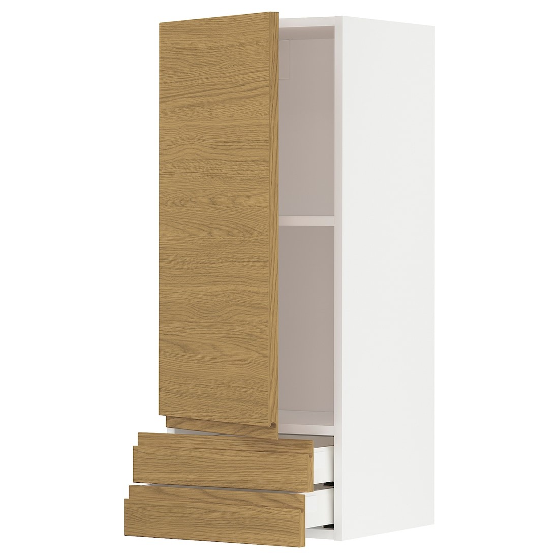 METOD / MAXIMERA навесной шкаф с дверцей/2 ящика, дверь / 2 ящика, белый / Voxtorp имитация дуб, 40x100 см