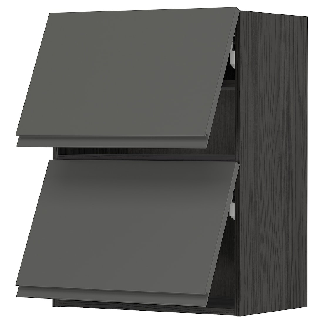 METOD МЕТОД Навесной горизонтальный шкаф / 2двери, нажимной механизм, черный / Voxtorp темно-серый, 60x80 см