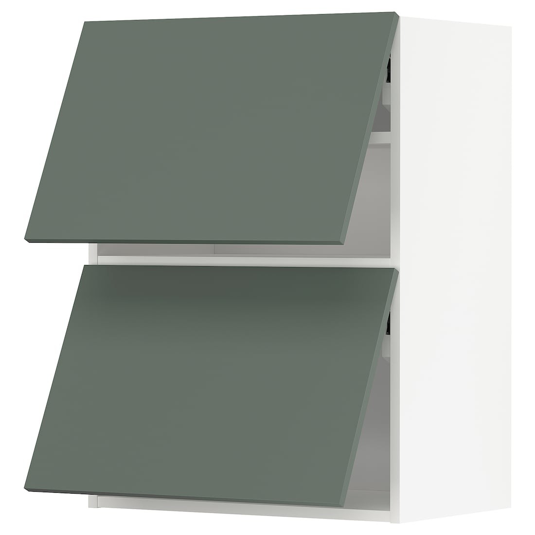 METOD МЕТОД Навесной горизонтальный шкаф / 2двери, нажимной механизм, белый / Bodarp серо-зеленый, 60x80 см