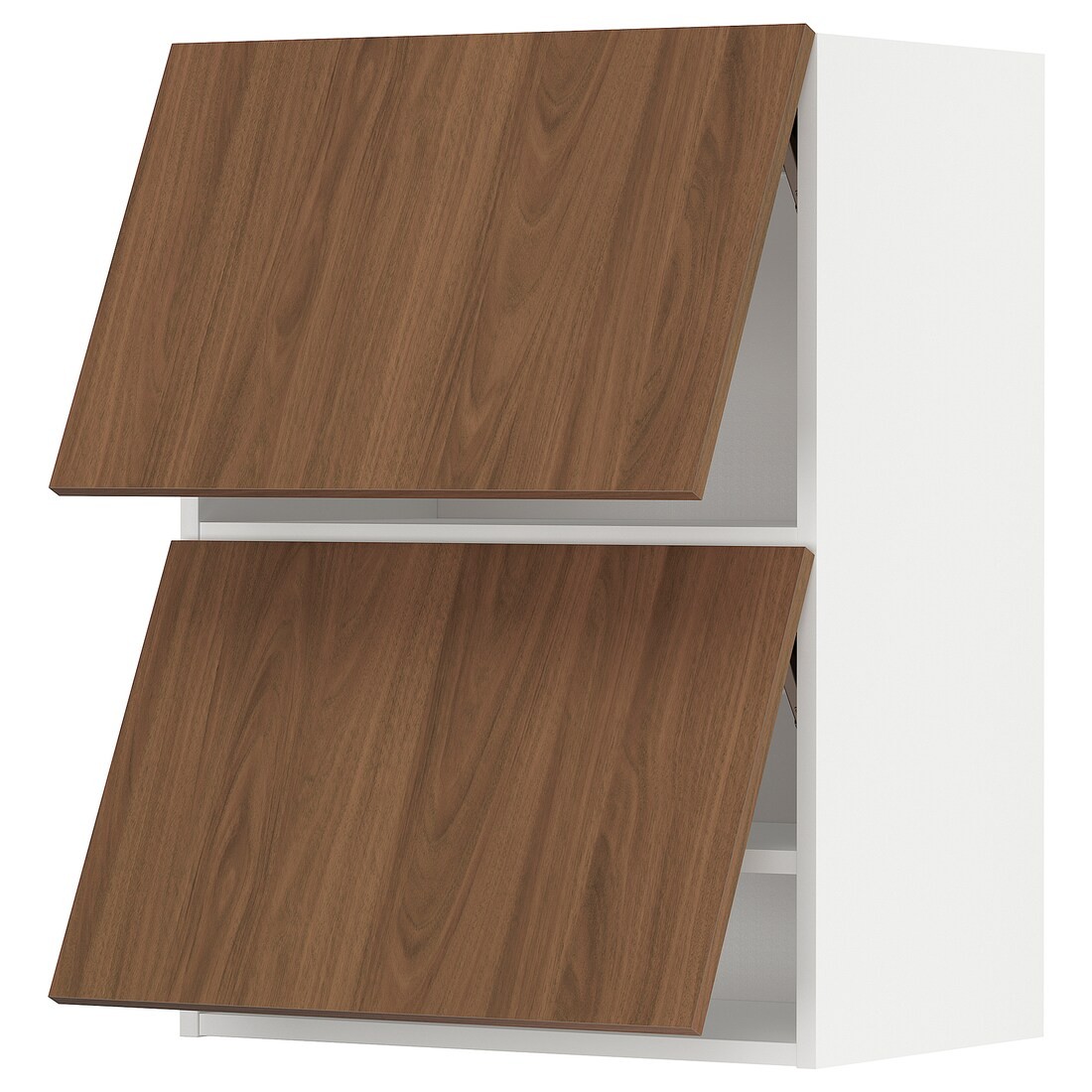 METOD Навесной горизонтальный шкаф / 2двери, нажимной механизм, белый / Имитация коричневого ореха, 60x80 см