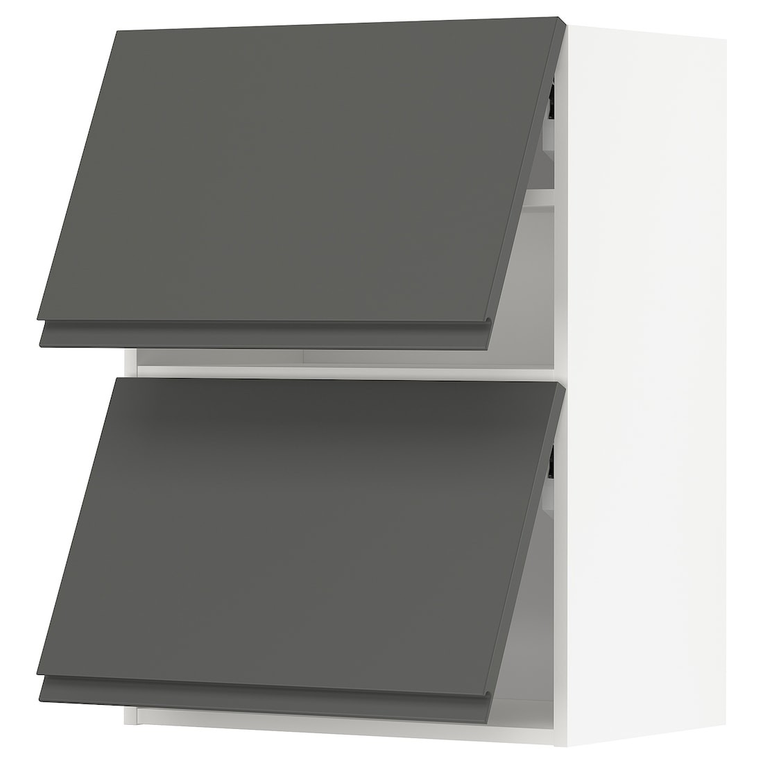 METOD МЕТОД Навесной горизонтальный шкаф / 2двери, нажимной механизм, белый / Voxtorp темно-серый, 60x80 см