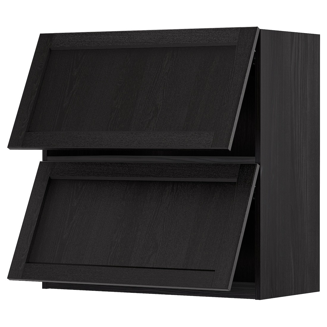 METOD МЕТОД Навесной горизонтальный шкаф / 2 двери, черный / Lerhyttan черная морилка, 80x80 см