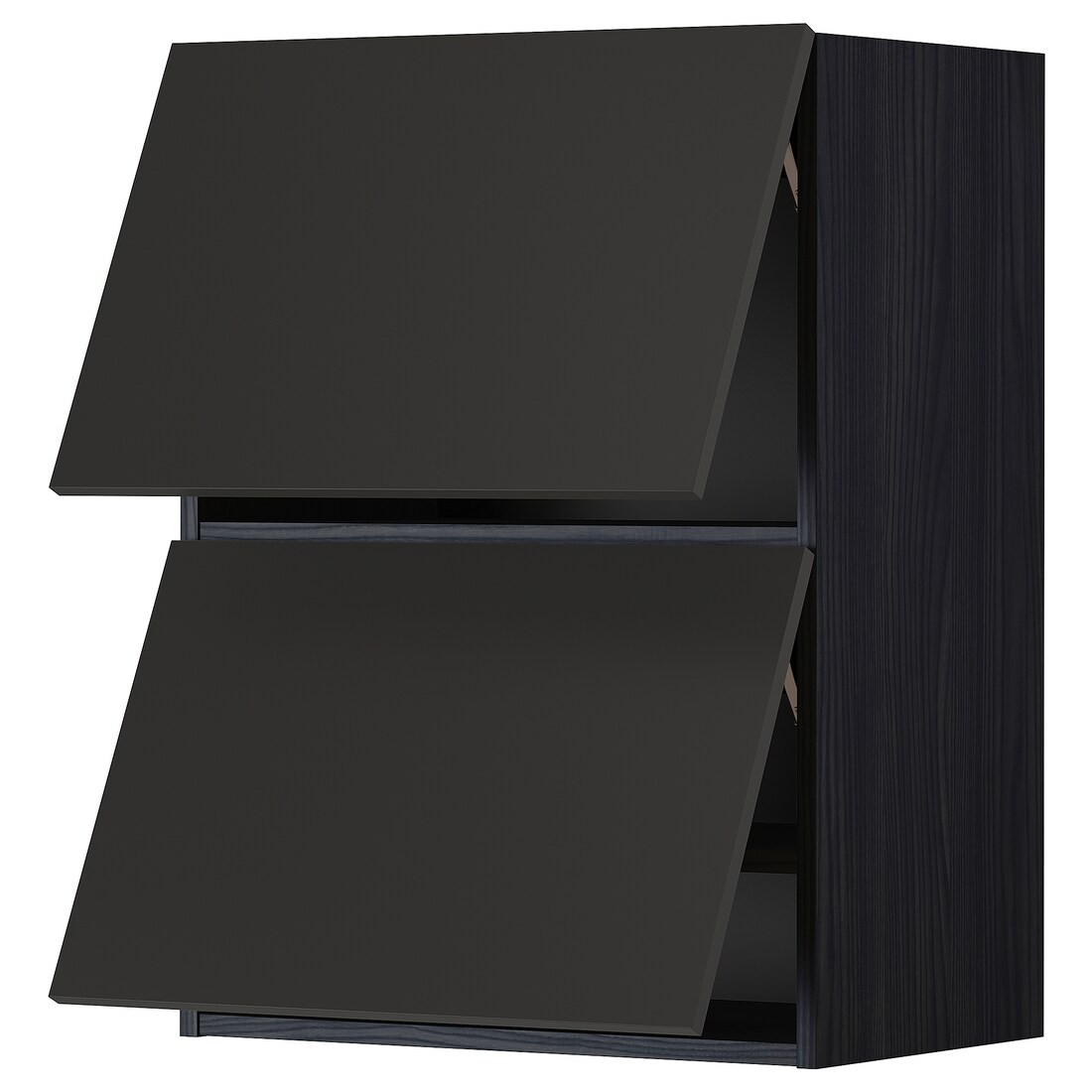 METOD МЕТОД Навесной горизонтальный шкаф / 2 двери, черный / Nickebo матовый антрацит, 60x80 см