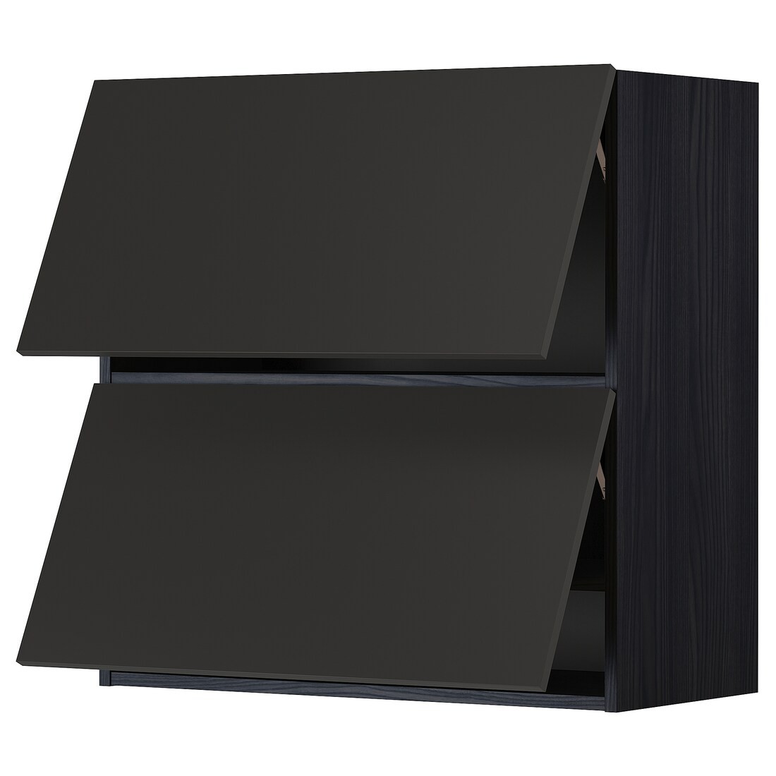 METOD МЕТОД Навесной горизонтальный шкаф / 2 двери, черный / Nickebo матовый антрацит, 80x80 см