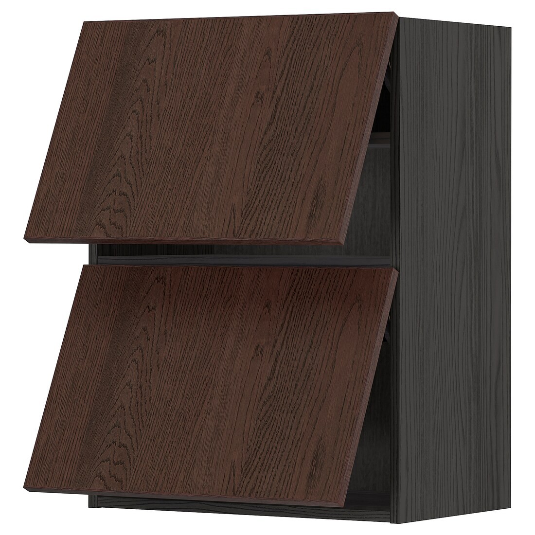 METOD МЕТОД Навесной горизонтальный шкаф / 2двери, нажимной механизм, черный / Sinarp коричневый, 60x80 см
