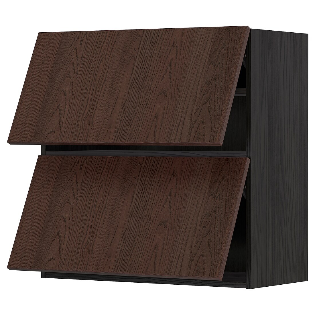 METOD МЕТОД Навесной горизонтальный шкаф / 2 двери, черный / Sinarp коричневый, 80x80 см