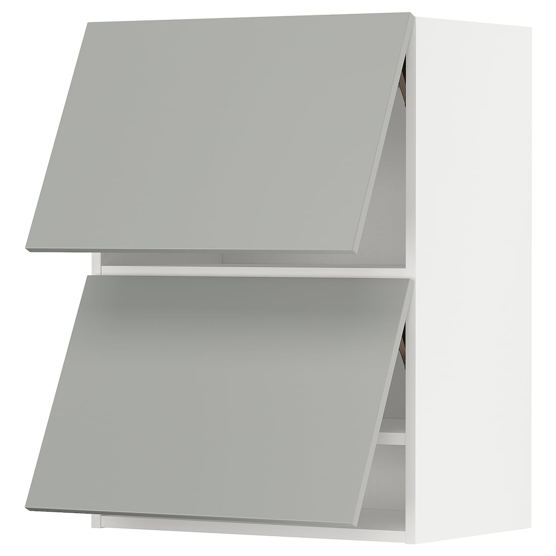 METOD Навесной горизонтальный шкаф / 2двери, нажимной механизм, белый / Хавсторп светло-серый, 60x80 см