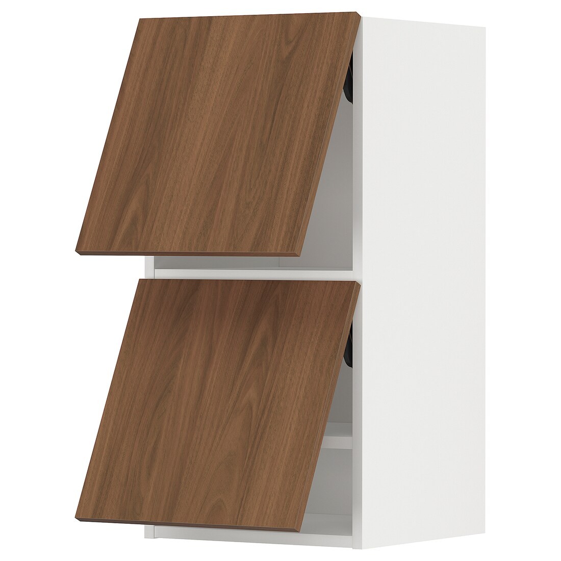 METOD Навесной горизонтальный шкаф / 2 двери, белый / Имитация коричневого ореха, 40x80 см