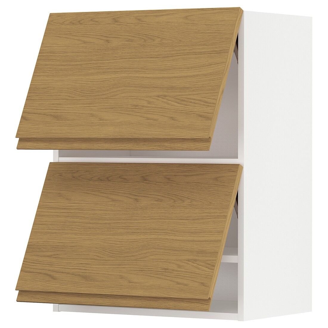 METOD навесной шкаф/2 дверцы, горизонтал, белый / Voxtorp имитация дуб, 60x80 см