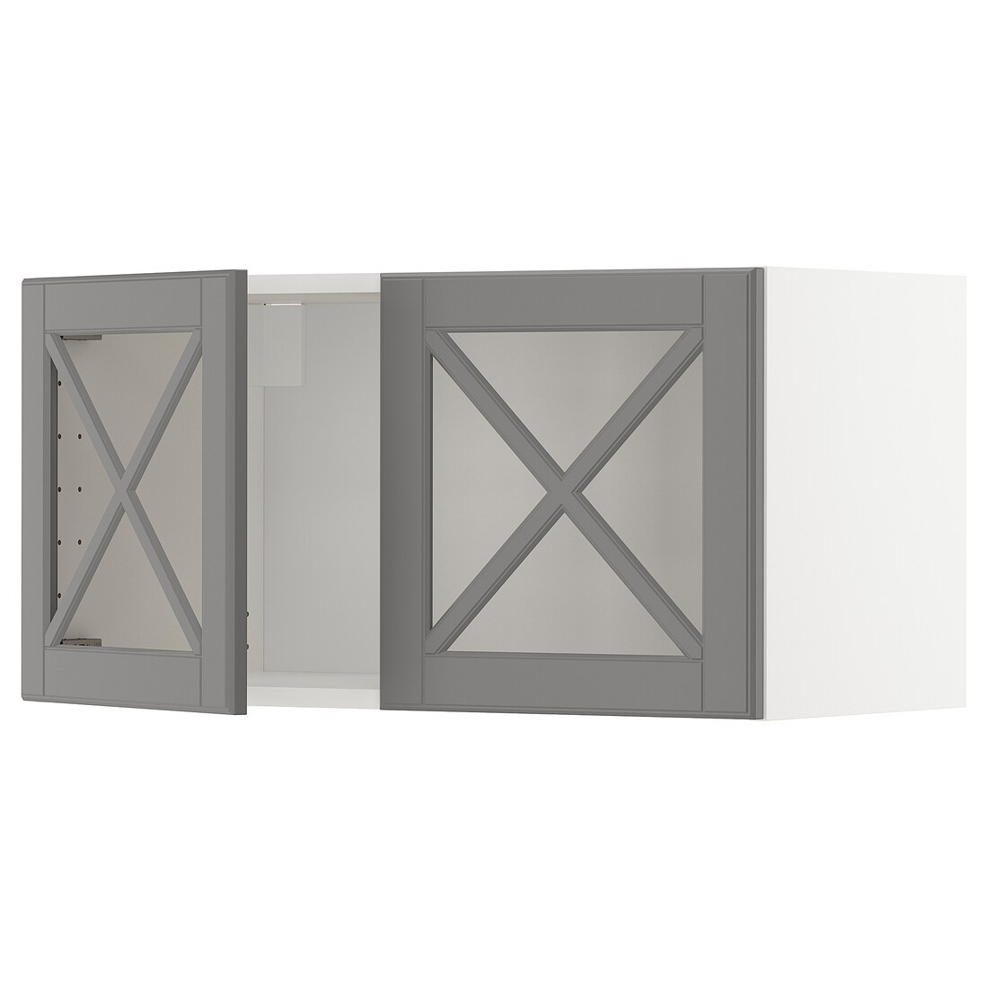 METOD МЕТОД Навесной шкаф / 2стеклянные дверцы, белый / Bodbyn серый, 80x40 см