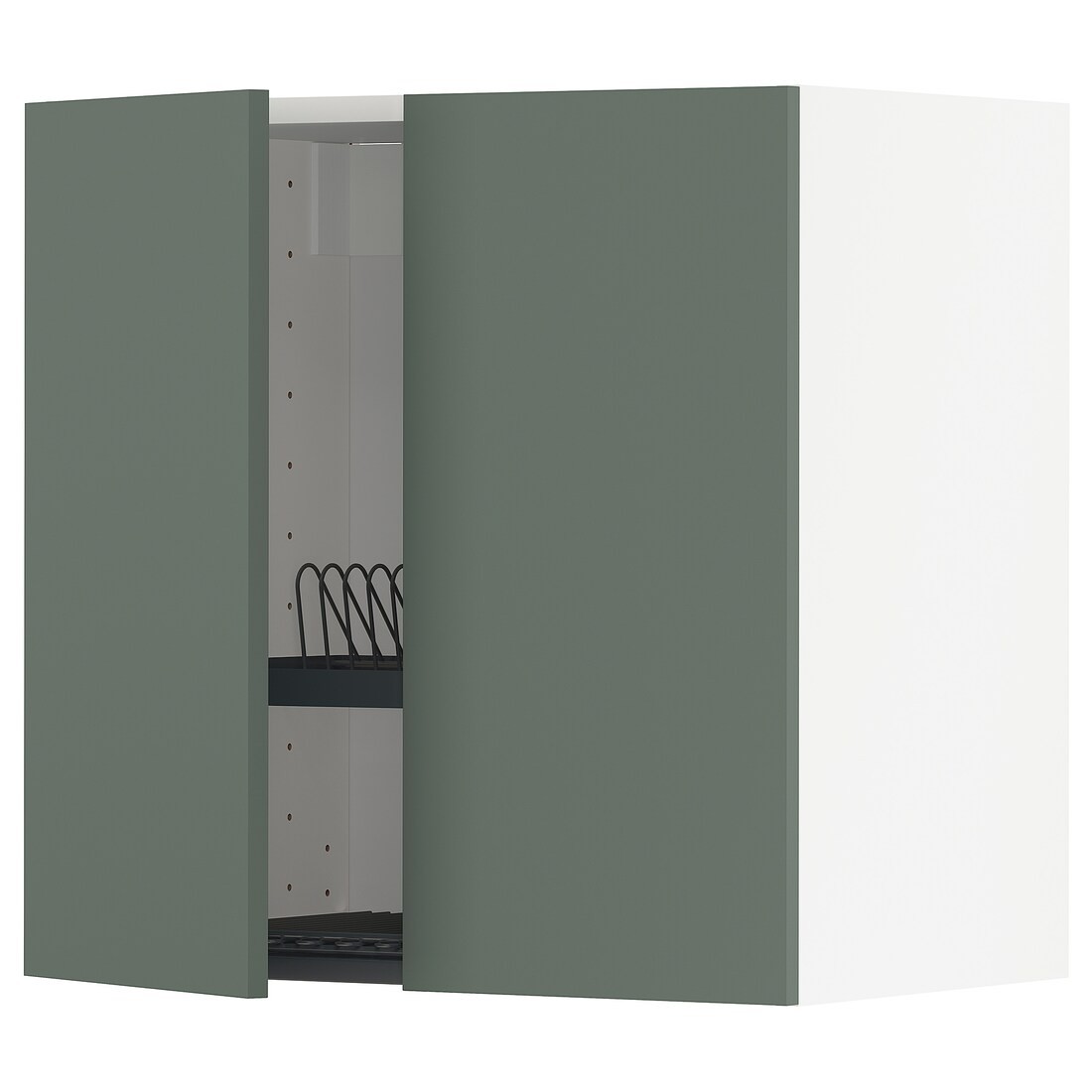 METOD МЕТОД Навесной шкаф с посудной сушилкой / 2 дверцы, белый / Bodarp серо-зеленый, 60x60 см