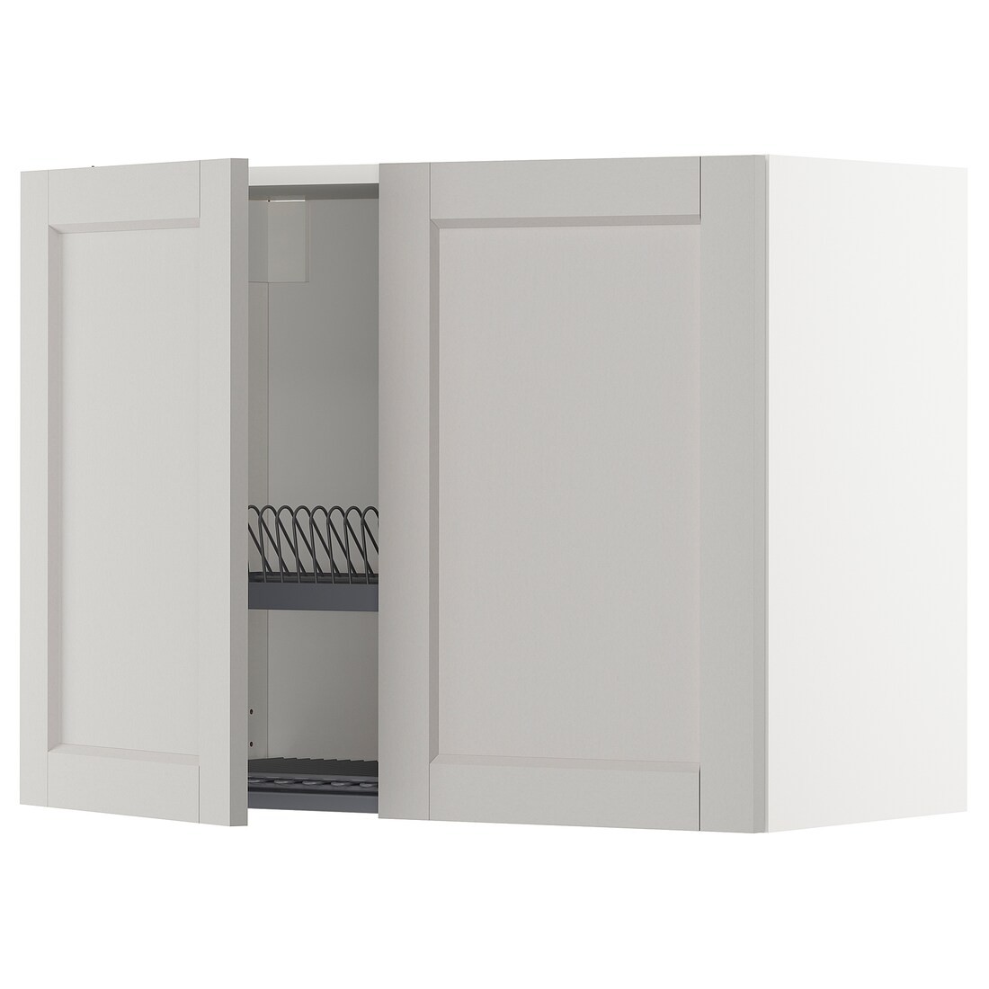 METOD МЕТОД Навесной шкаф с посудной сушилкой / 2 дверцы, белый / Lerhyttan светло-серый, 80x60 см