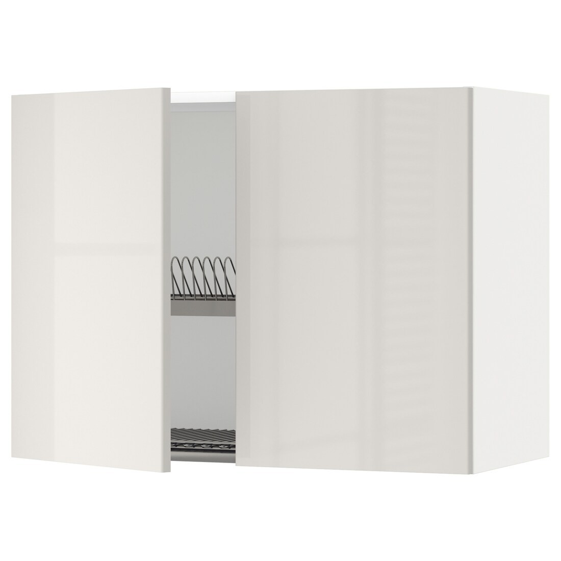 METOD МЕТОД Навесной шкаф с посудной сушилкой / 2 дверцы, белый / Ringhult светло-серый, 80x60 см