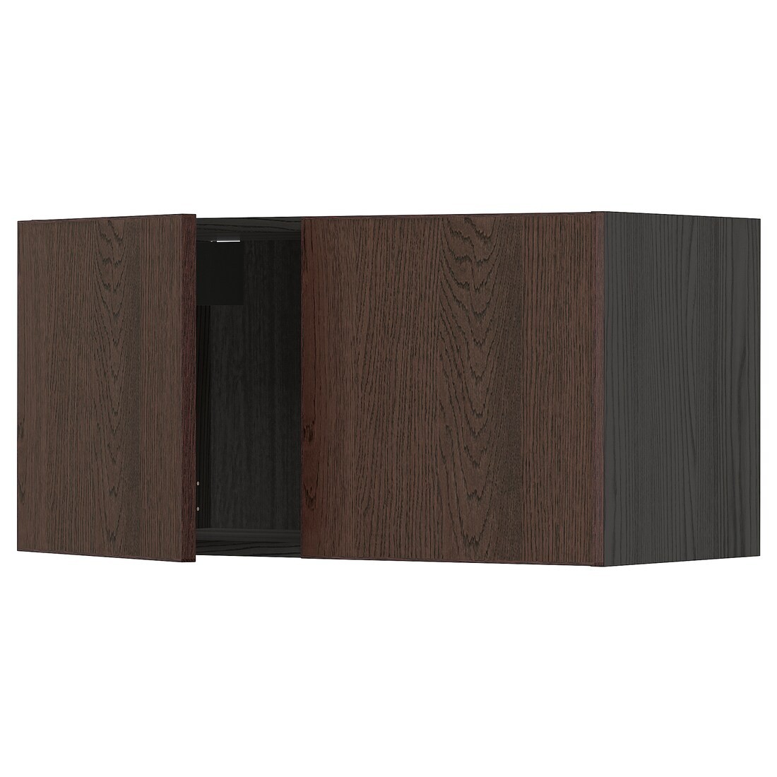 METOD МЕТОД Навесной шкаф с 2 дверями, черный / Sinarp коричневый, 80x40 см