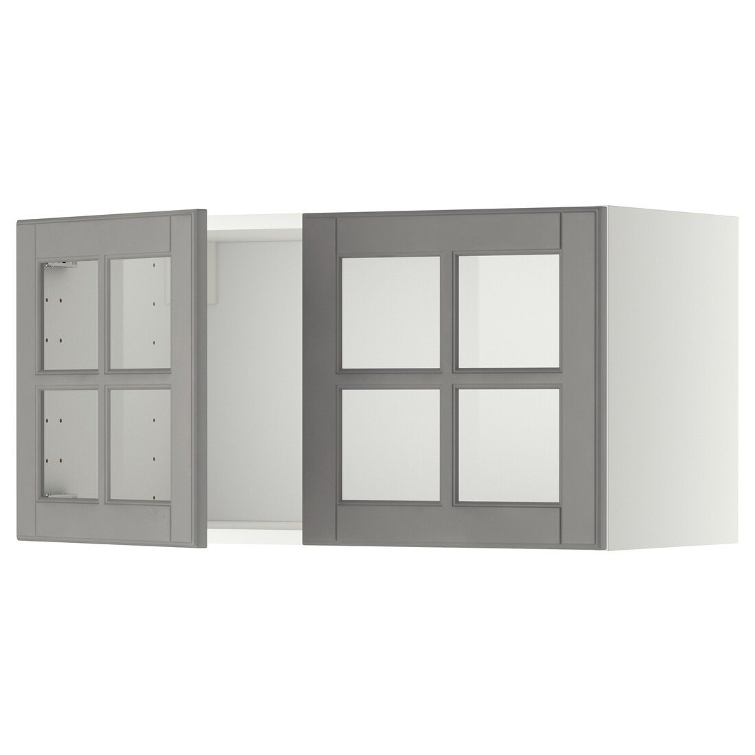 METOD МЕТОД Навесной шкаф / 2 стеклянные дверцы, белый / Bodbyn серый, 80x40 см