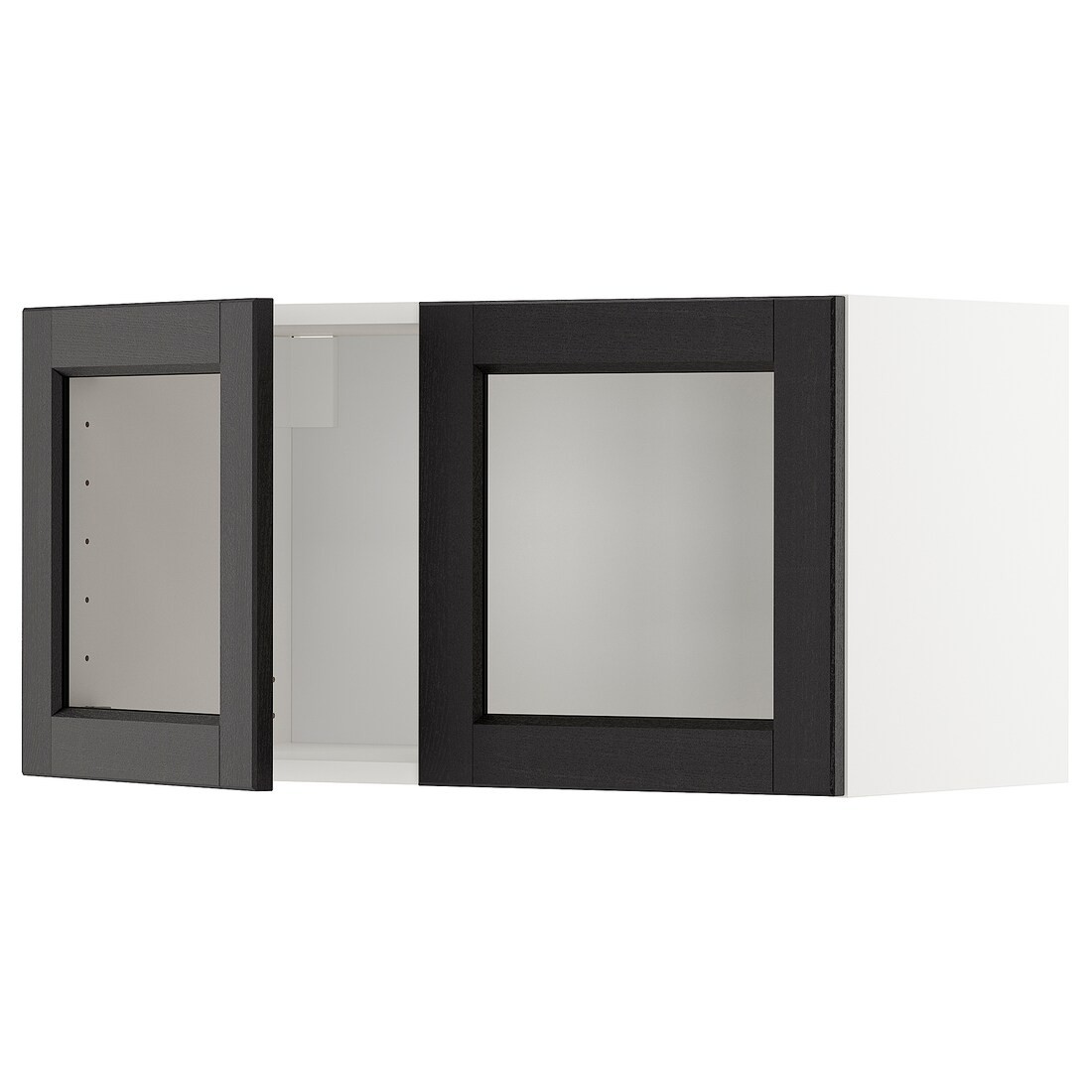 METOD МЕТОД Навесной шкаф / 2 стеклянные дверцы, белый / Lerhyttan черная морилка, 80x40 см