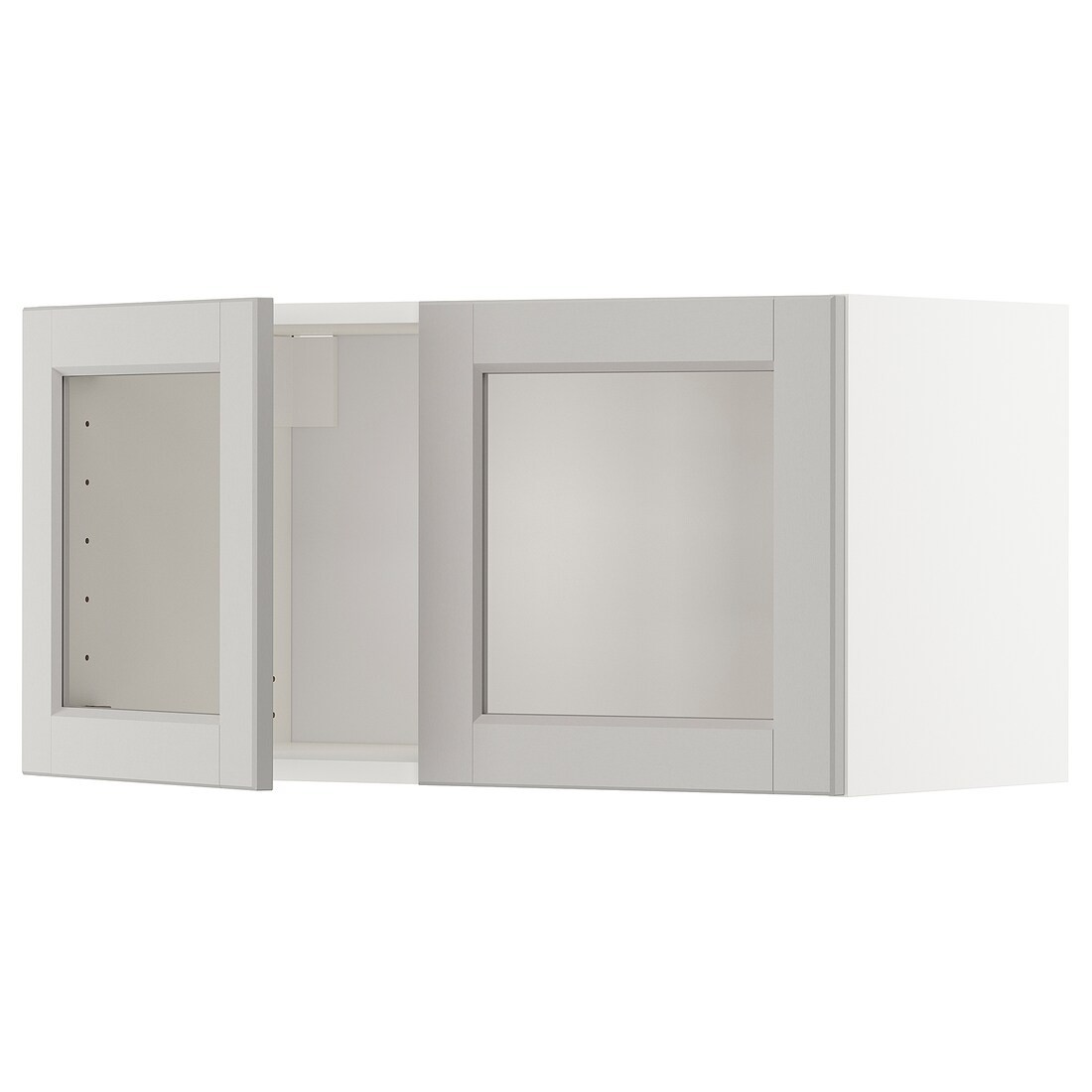 METOD МЕТОД Навесной шкаф / 2 стеклянные дверцы, белый / Lerhyttan светло-серый, 80x40 см