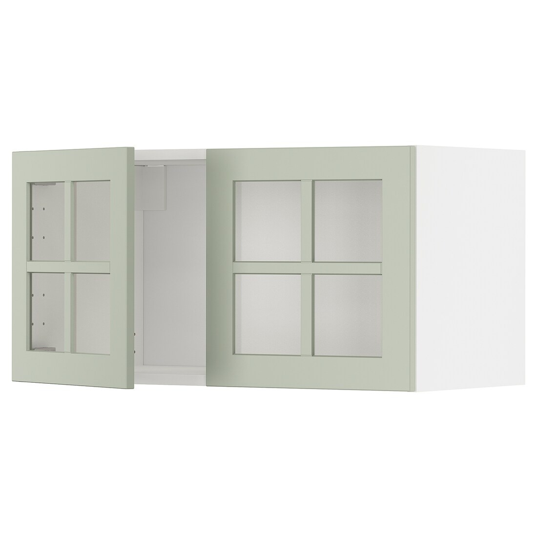 METOD МЕТОД Навесной шкаф / 2 стеклянные дверцы, белый / Stensund светло-зеленый, 80x40 см