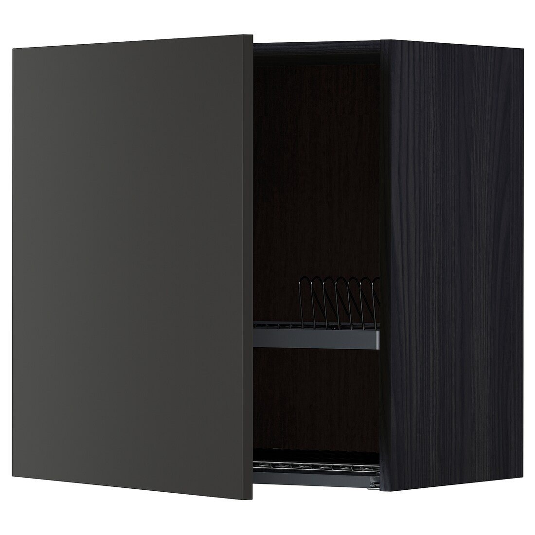 METOD МЕТОД Навесной шкаф с сушилкой, черный / Nickebo матовый антрацит, 60x60 см