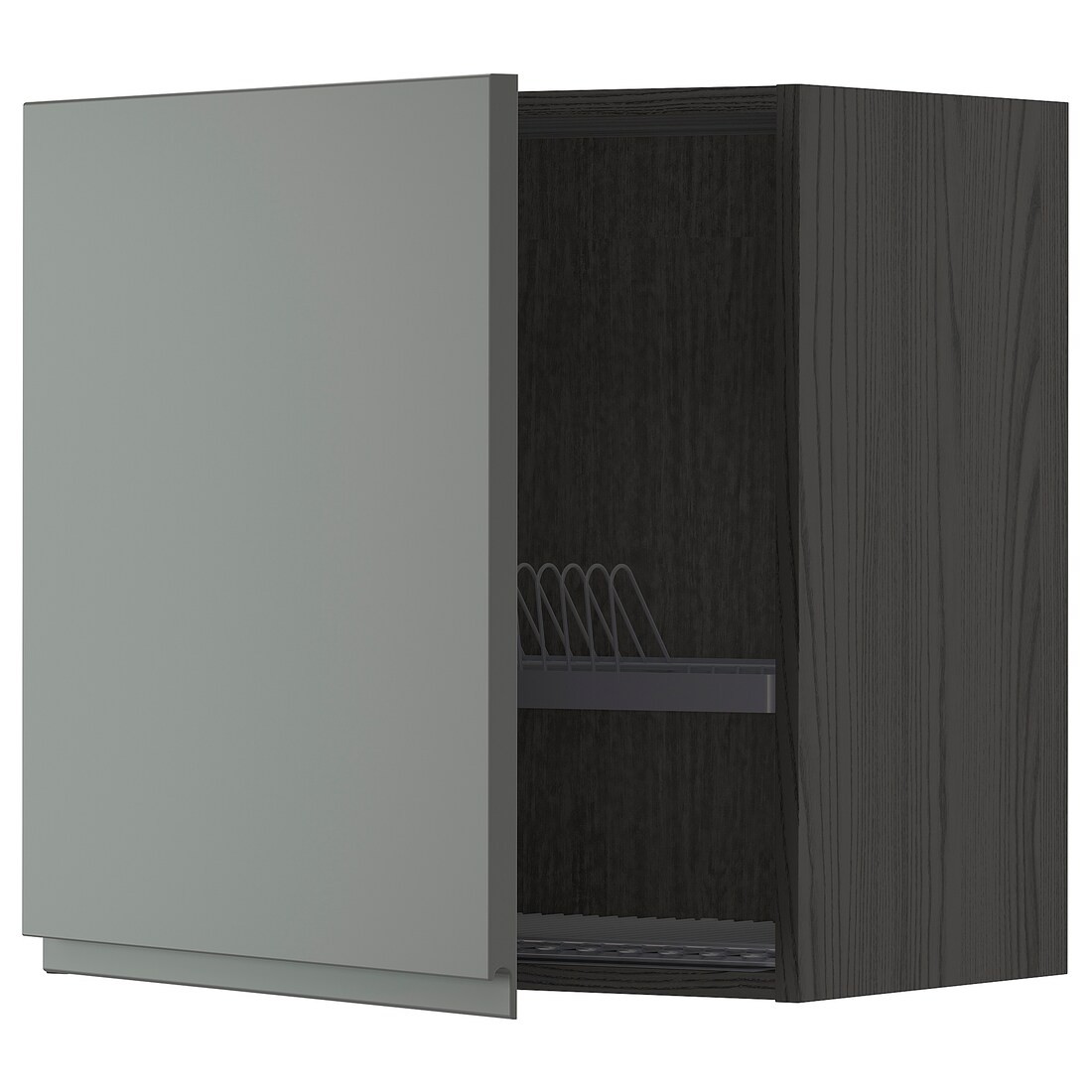 METOD МЕТОД Навесной шкаф с сушилкой, черный / Voxtorp темно-серый, 60x60 см