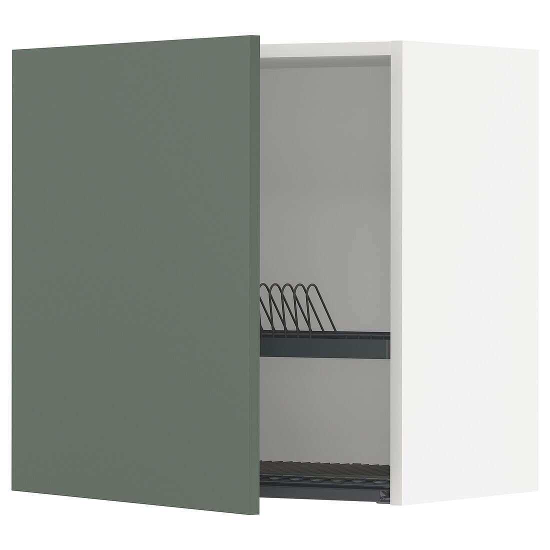 METOD МЕТОД Навесной шкаф с сушилкой, белый / Bodarp серо-зеленый, 60x60 см