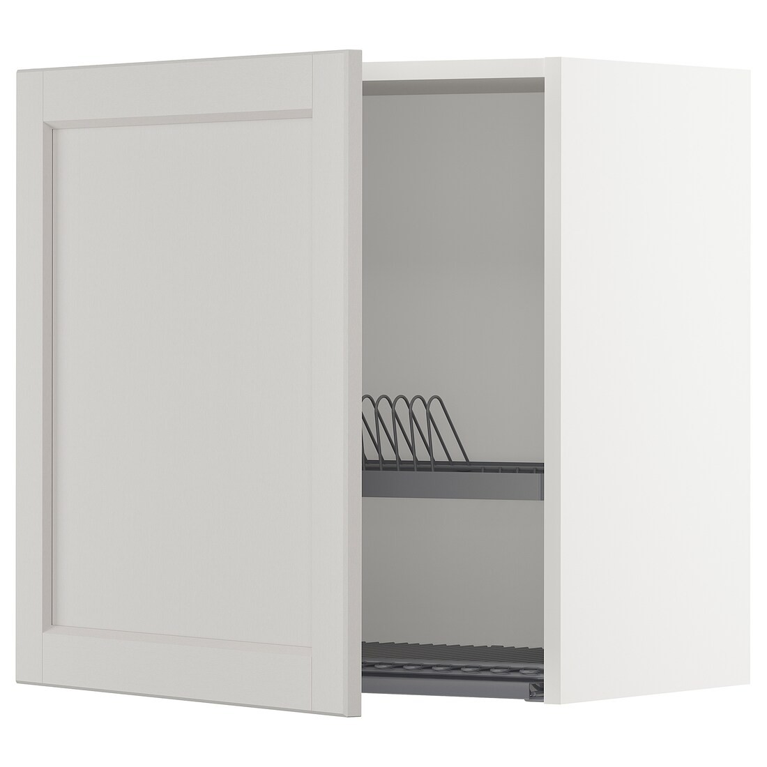 METOD МЕТОД Навесной шкаф с сушилкой, белый / Lerhyttan светло-серый, 60x60 см