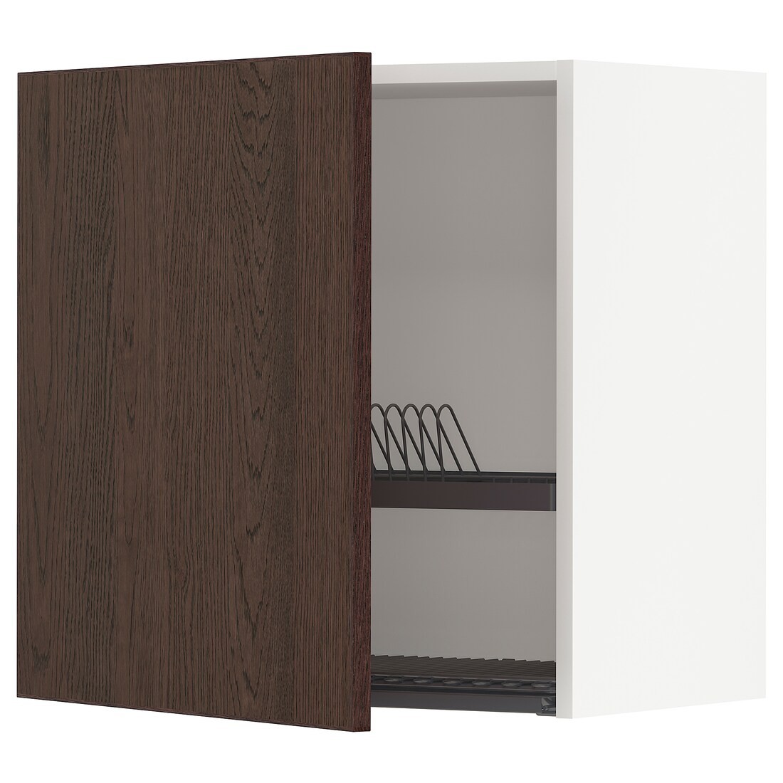 METOD МЕТОД Навесной шкаф с сушилкой, белый / Sinarp коричневый, 60x60 см
