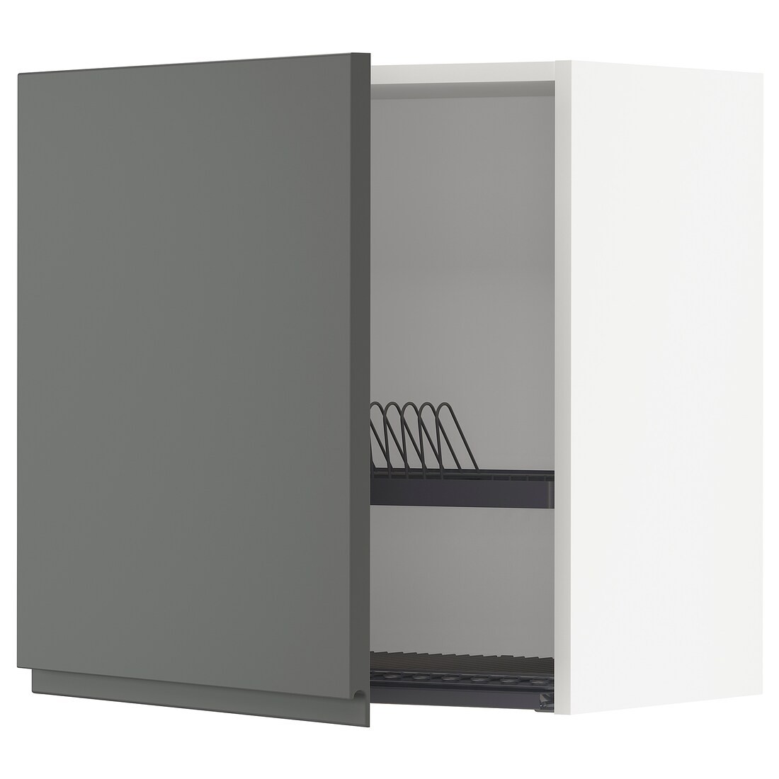METOD МЕТОД Навесной шкаф с сушилкой, белый / Voxtorp темно-серый, 60x60 см