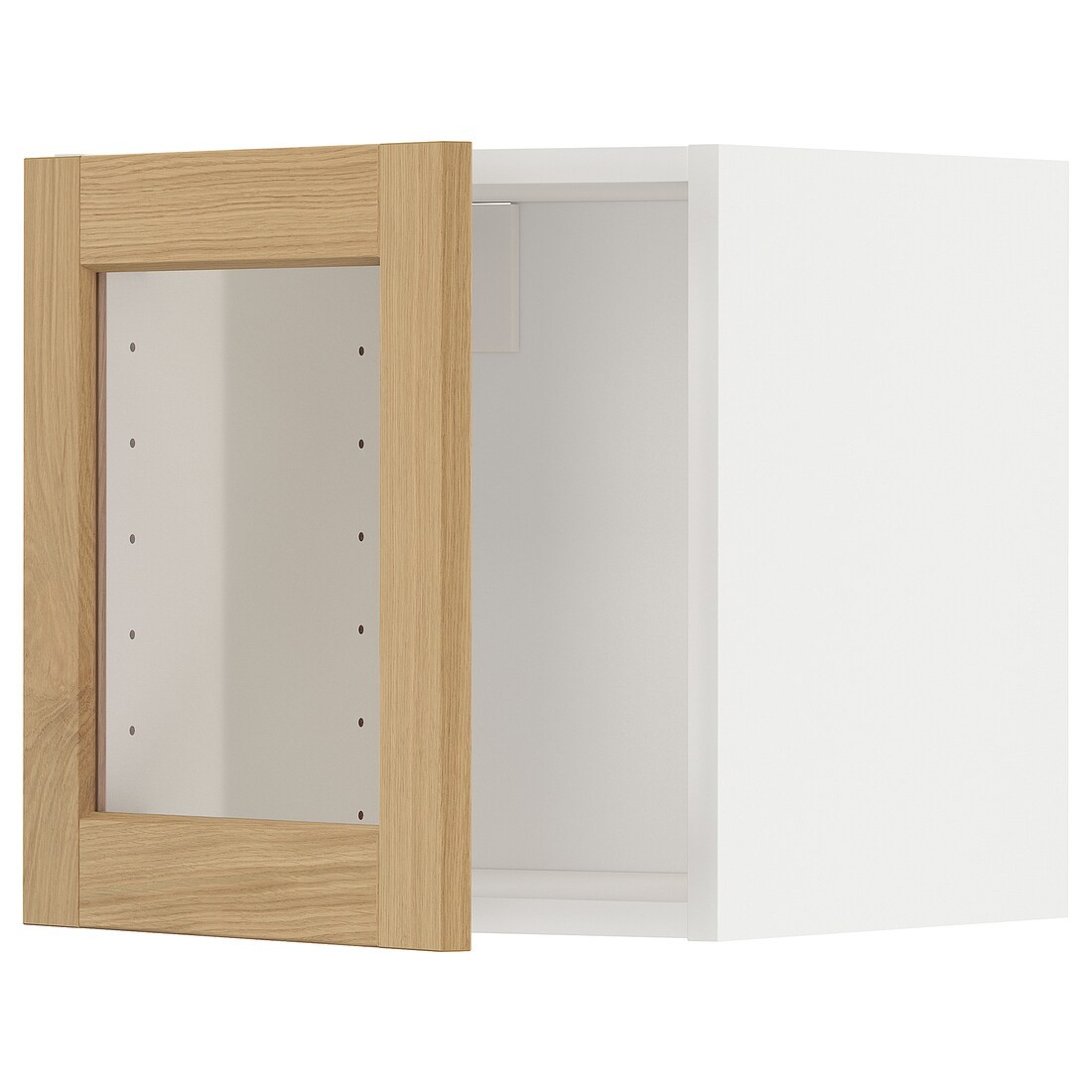 METOD Навесной шкаф со стеклянной дверью, белый / дуб Forsbacka, 40x40 см