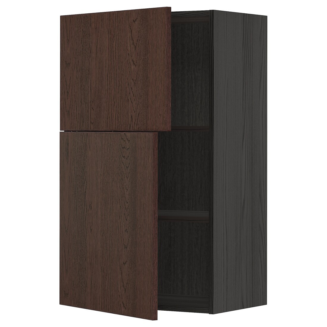 METOD МЕТОД Навесной шкаф с полками / 2 дверцы, черный / Sinarp коричневый, 60x100 см