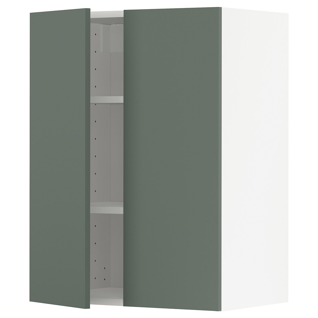 METOD МЕТОД Навесной шкаф с полками / 2 дверцы, белый / Bodarp серо-зеленый, 60x80 см