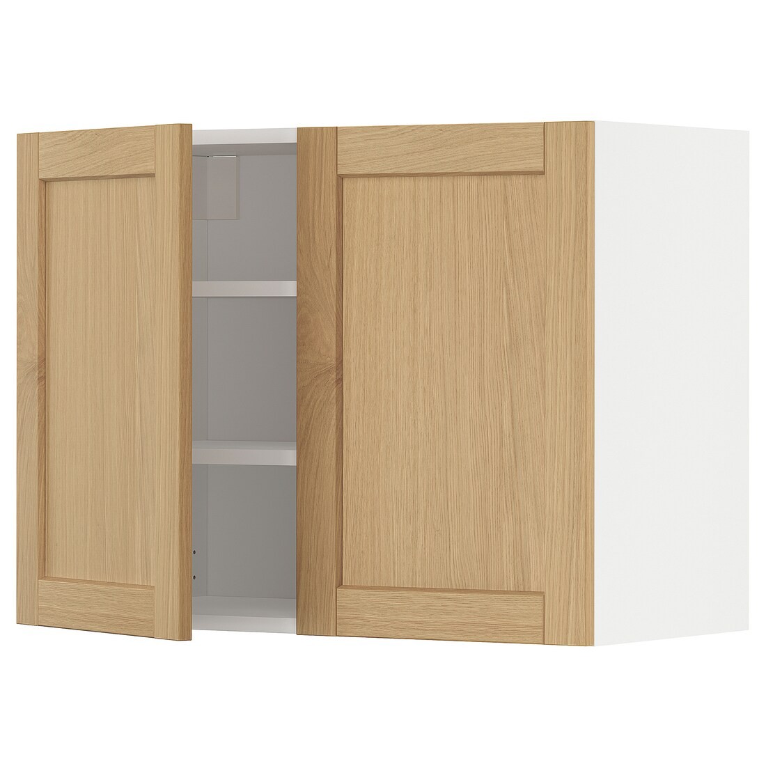 METOD Навесной шкаф с полками / 2 дверцы, белый / дуб Forsbacka, 80x60 см
