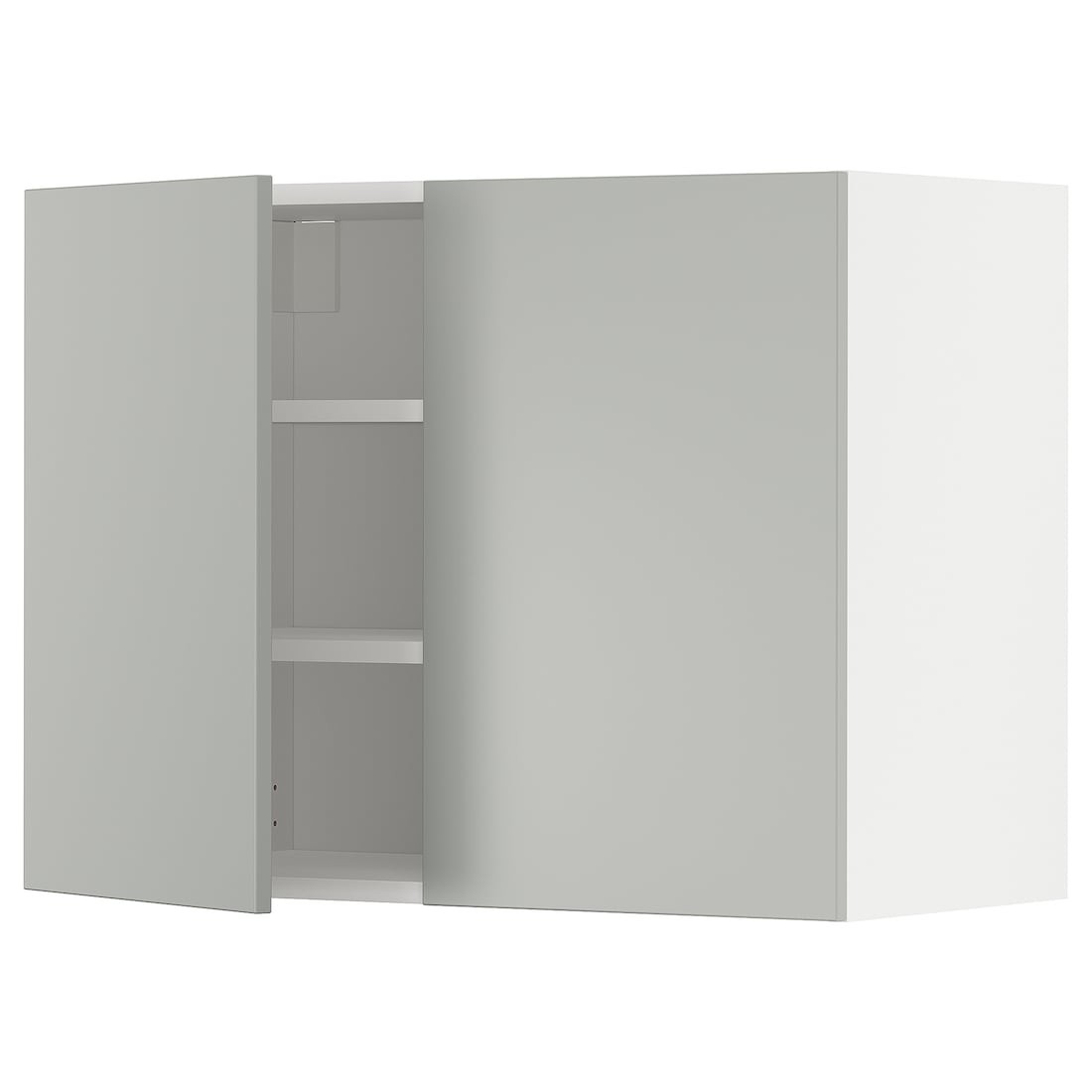 METOD Навесной шкаф с полками / 2 дверцы, белый / Хавсторп светло-серый, 80x60 см