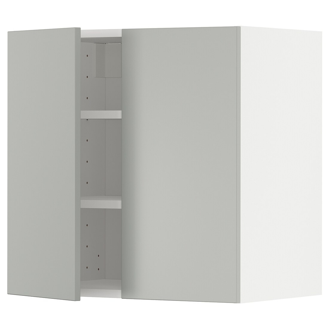 METOD Навесной шкаф с полками / 2 дверцы, белый / Хавсторп светло-серый, 60x60 см