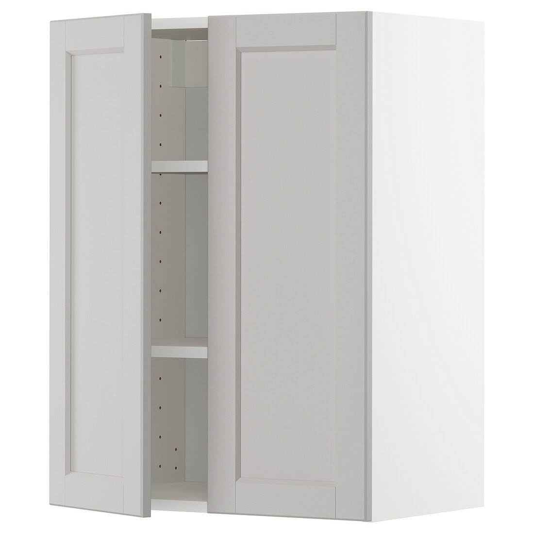 METOD МЕТОД Навесной шкаф с полками / 2 дверцы, белый / Lerhyttan светло-серый, 60x80 см
