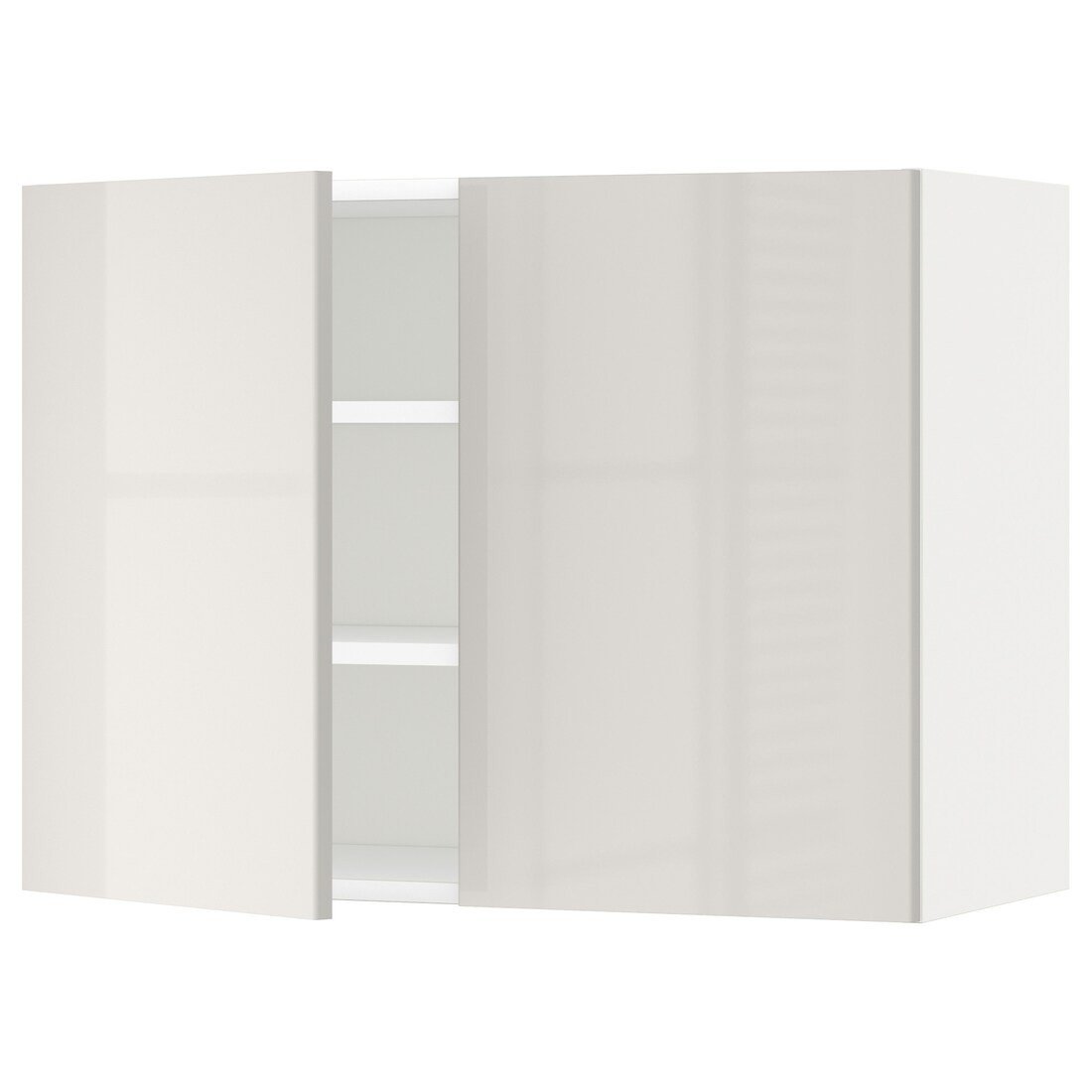 METOD МЕТОД Навесной шкаф с полками / 2 дверцы, белый / Ringhult светло-серый, 80x60 см
