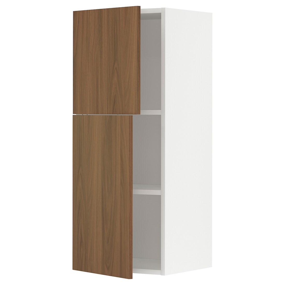 METOD Навесной шкаф с полками / 2 дверцы, белый / Имитация коричневого ореха, 40x100 см