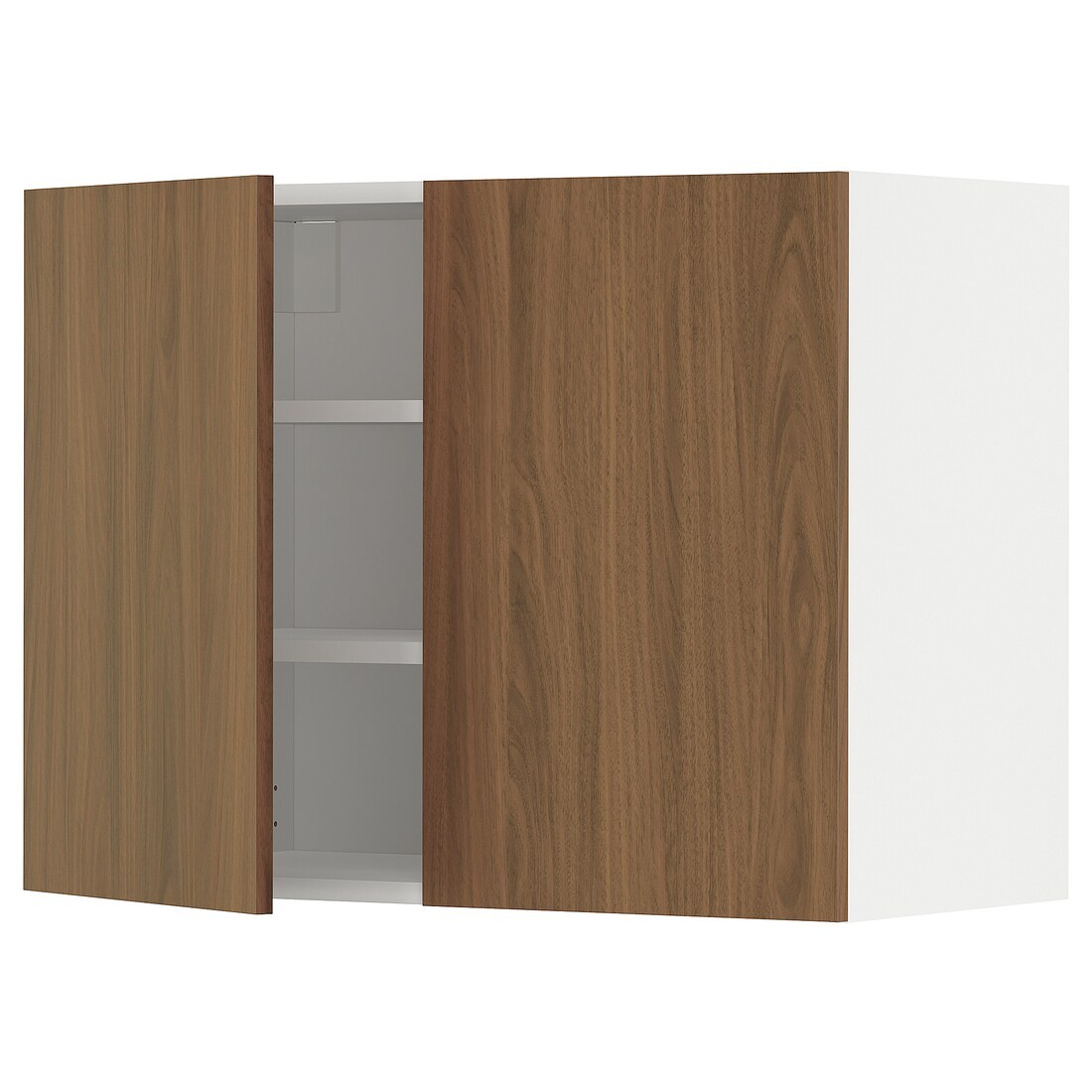 METOD Навесной шкаф с полками / 2 дверцы, белый / Имитация коричневого ореха, 80x60 см
