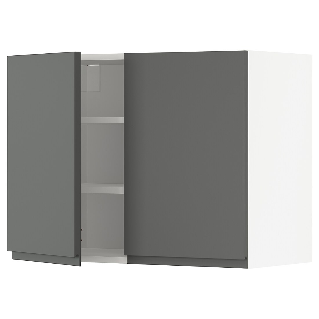 METOD МЕТОД Навесной шкаф с полками / 2 дверцы, белый / Voxtorp темно-серый, 80x60 см