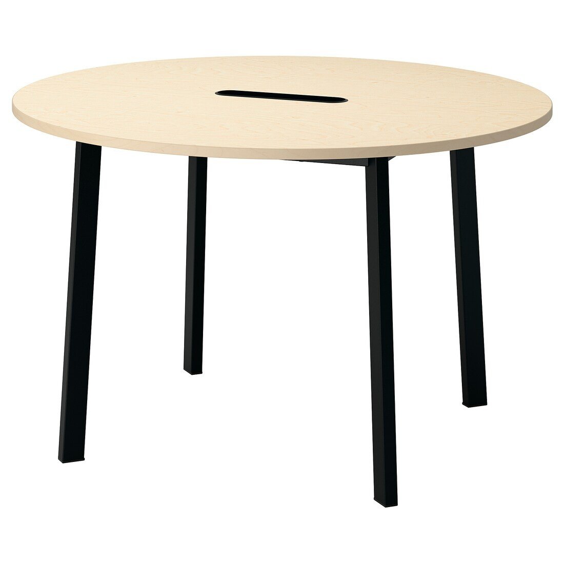 MITTZON конференц-стол, круглая береза / черный шпон, 120x75 см
