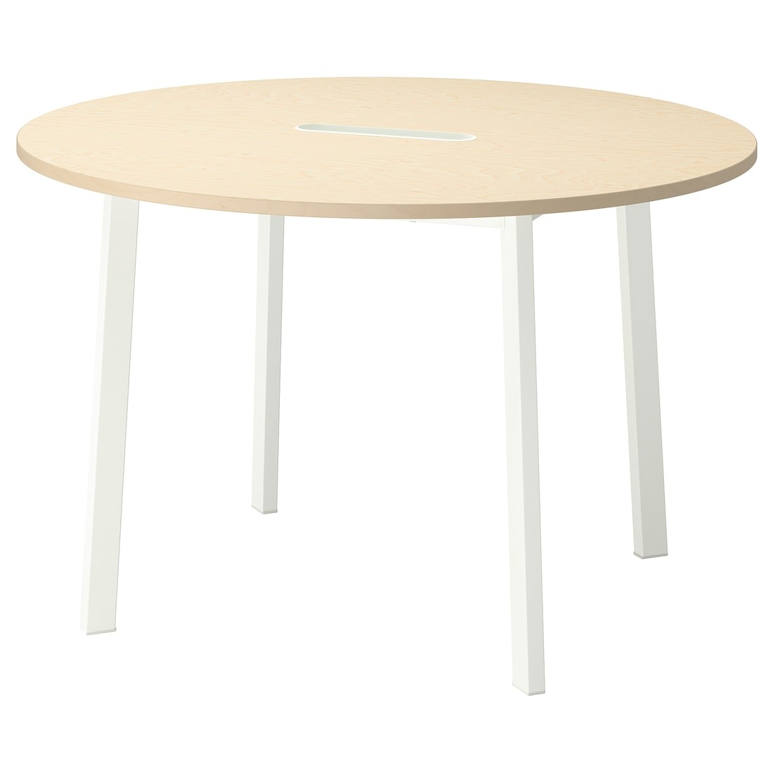 MITTZON конференц-стол, береза круглая / шпон белый, 120x75 см