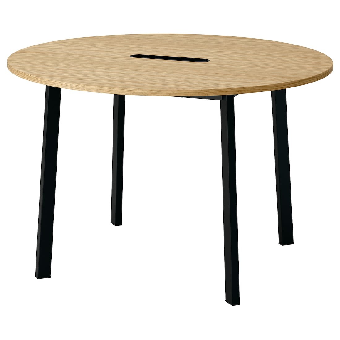 MITTZON конференц-стол, круглый дуб/черный шпон, 120x75 см