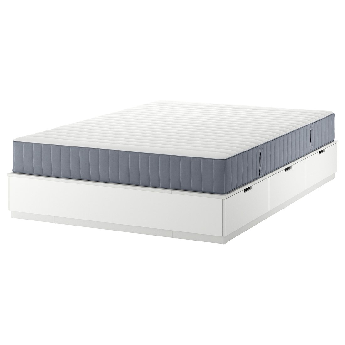 NORDLI Кровать с контейнером и матрасом, белый / Valevåg жесткий, 140x200 см