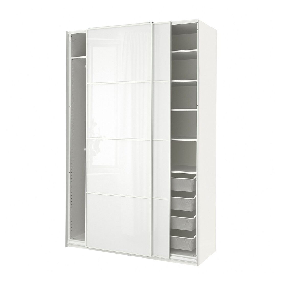 PAX ПАКС / FÄRVIK ФЭРВИК Комбинация шкафов, белый / белое стекло, 150x66x236 см