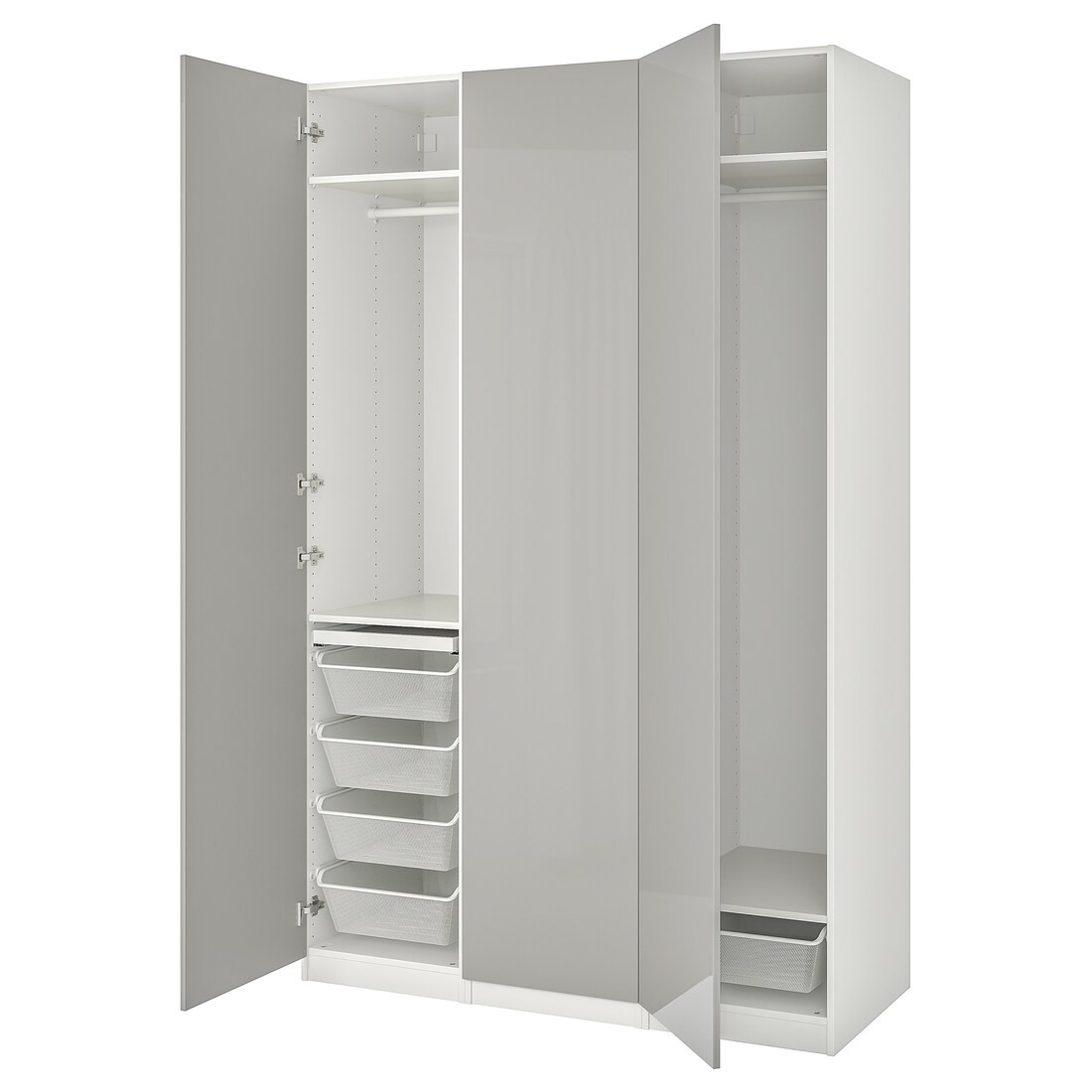 PAX ПАКС / FARDAL ФАРДАЛЬ Комбинация шкафов, белый / глянцевый светло-серый, 150x60x236 см