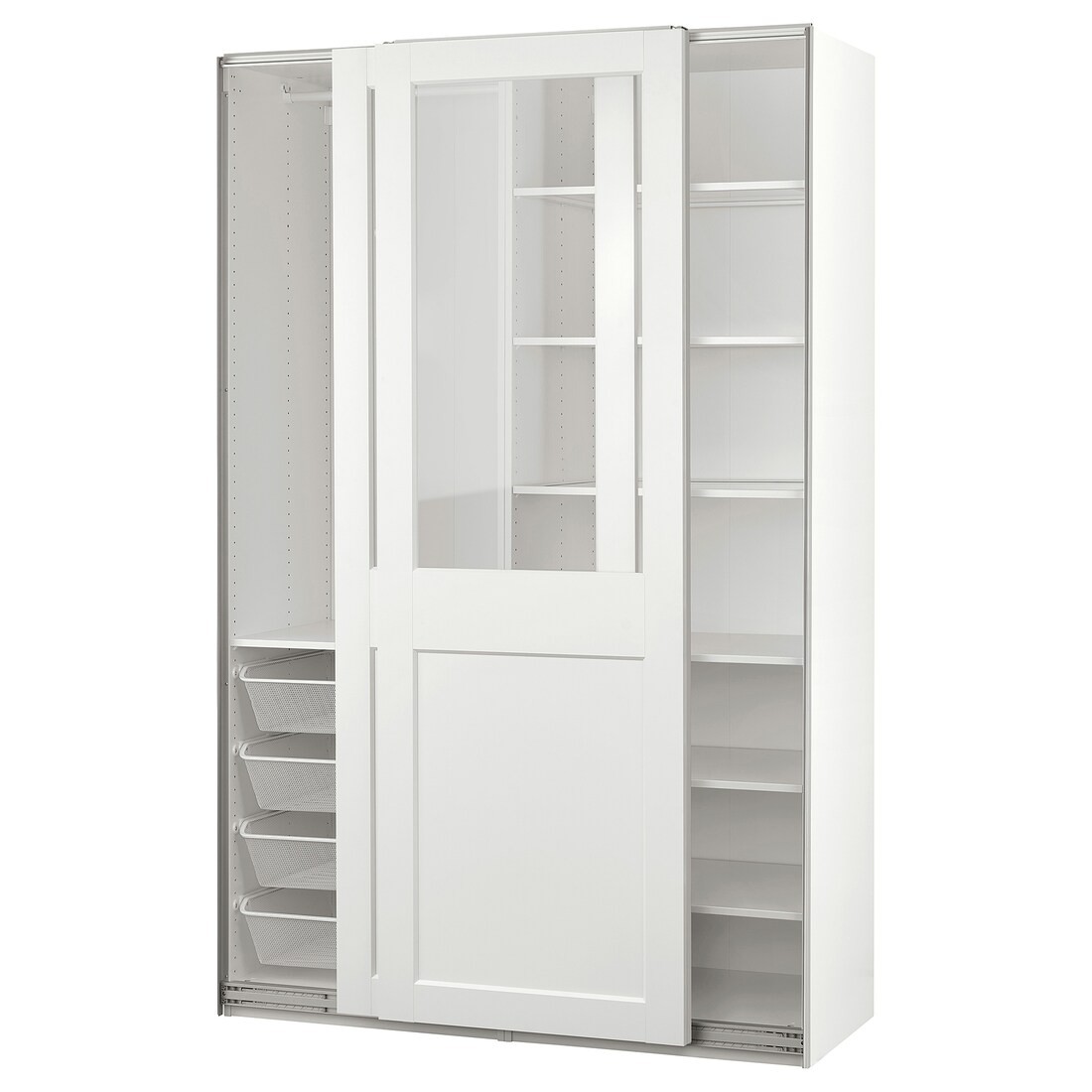 PAX / GRIMO Комбинация шкафов, белое/прозрачное стекло белое, 150x66x236 см