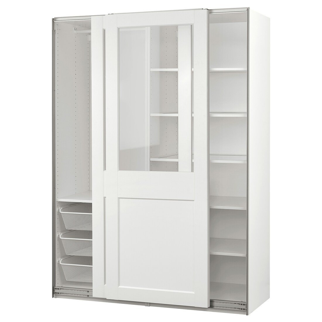 PAX / GRIMO Комбинация шкафов, белое/прозрачное стекло белое, 150x66x201 см
