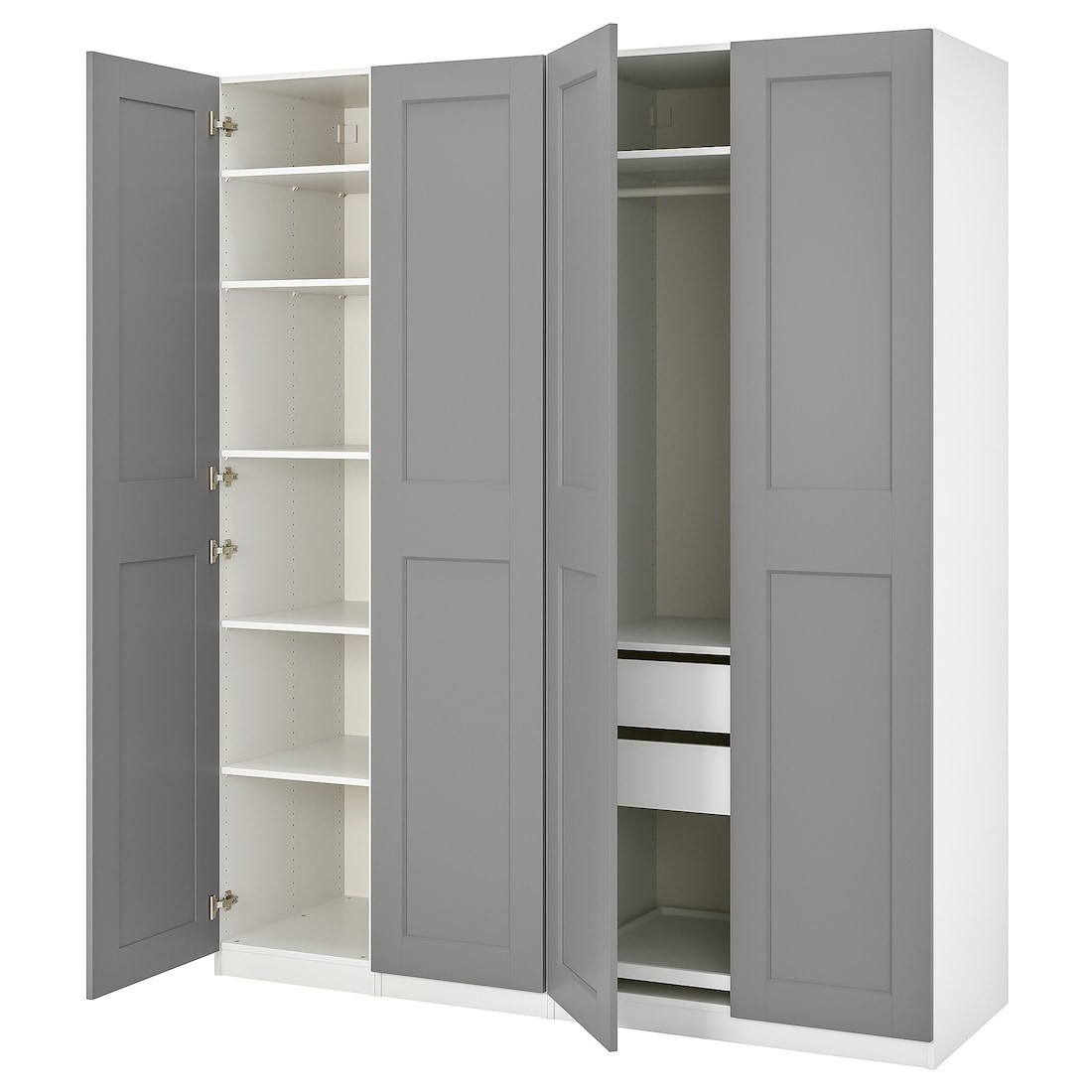 PAX ПАКС / GRIMO ГРИМО Комбинация шкафов, белый / серый, 200x60x236 см